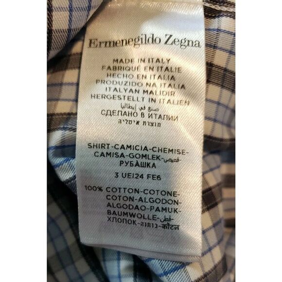 Ermenegildo Zegna Men's Blue Plaid Shirt Size XXL Button Down t75 - Picture 7 of 7
